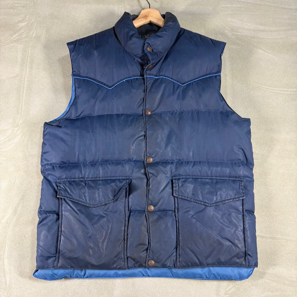 Vintage Down Designs Kmart Navy Blue Western Puffer Vest Size L Preowned